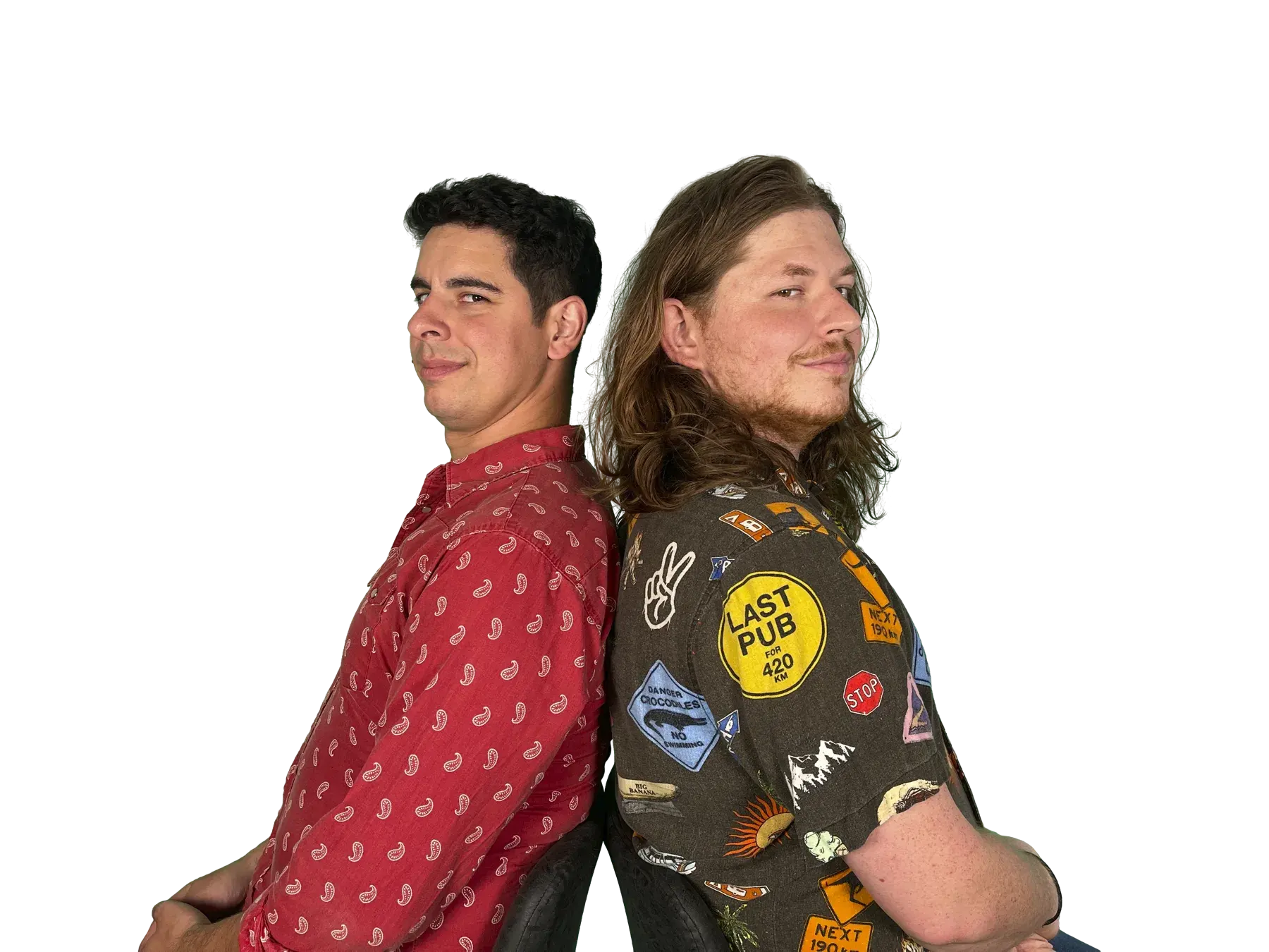 Isaiah Prasad and Luke Boonstra sitting back-to-back.